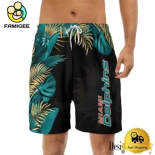 NFL Miami Dolphins Men's Summer Hawaiian Casual Drawstring Shorts