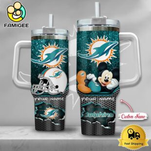 NFL Miami Dolphins Mickey Mouse Custom 40oz Stanley Cup Tumbler
