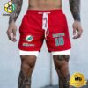 NFL Miami Dolphins Red Custom Name Double Sport Shorts