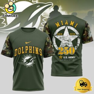 NFL Miami Dolphins US Army 250th Anniversary Parade T-Shirt