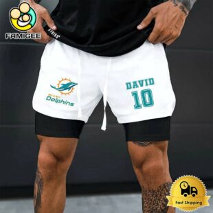 NFL Miami Dolphins White Custom Name Double Sport Shorts