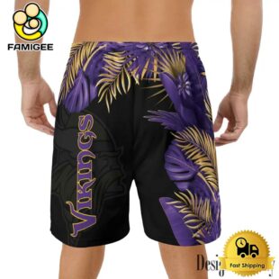 NFL Minnesota Vikings Men's Summer Hawaiian Casual Drawstring Shorts