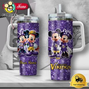 NFL Minnesota Vikings Mickey And Minnie Couple Custom 40oz Stanley Cup Tumbler
