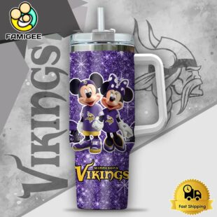 NFL Minnesota Vikings Mickey And Minnie Couple Custom 40oz Stanley Cup Tumbler