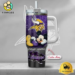 NFL Minnesota Vikings Mickey Mouse Custom 40oz Stanley Cup Tumbler
