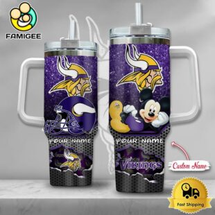 NFL Minnesota Vikings Mickey Mouse Custom 40oz Stanley Cup Tumbler