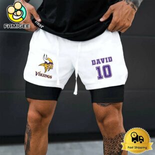 NFL Minnesota Vikings White Custom Name Double Sport Shorts