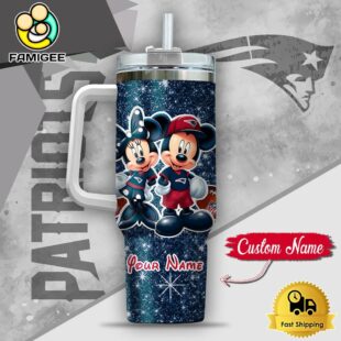 NFL New England Patriots Mickey And Minnie Couple Custom 40oz Stanley Cup Tumbler