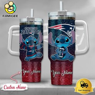 NFL New England Patriots Stitch Glitter Custom 40oz Stanley Cup Tumbler