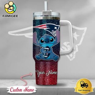 NFL New England Patriots Stitch Glitter Custom 40oz Stanley Cup Tumbler