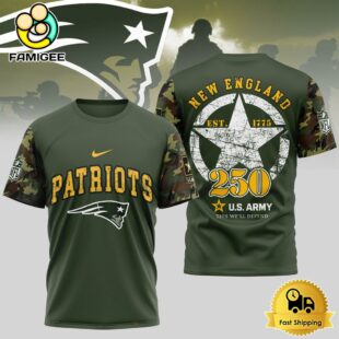 NFL New England Patriots US Army 250th Anniversary Parade T-Shirt