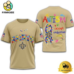 NFL New Orleans Saints Autism Accept Understand Love T-Shirt