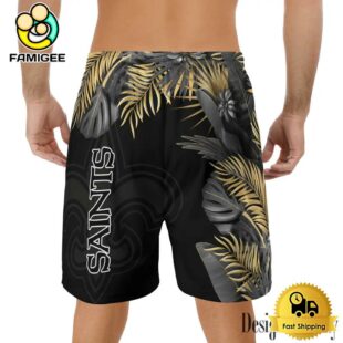 NFL New Orleans Saints Men's Summer Hawaiian Casual Drawstring Shorts
