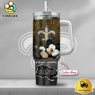 NFL New Orleans Saints Mickey Mouse Custom 40oz Stanley Cup Tumbler