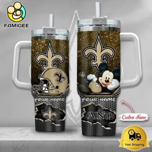 NFL New Orleans Saints Mickey Mouse Custom 40oz Stanley Cup Tumbler