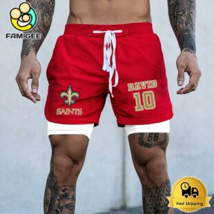 NFL New Orleans Saints Red Custom Name Double Sport Shorts