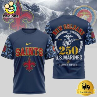 NFL New Orleans Saints Us Marine Corps Will Celebrate Its 250th Anniversary T-Shirt