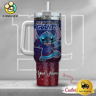 NFL New York Giants Stitch Glitter Custom 40oz Stanley Cup Tumbler