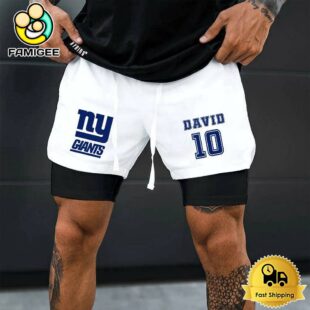 NFL New York Giants White Custom Name Double Sport Shorts