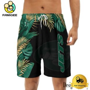 NFL New York Jets Men's Summer Hawaiian Casual Drawstring Shorts