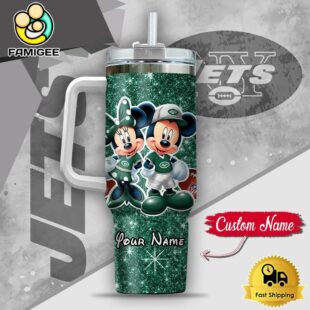 NFL New York Jets Mickey And Minnie Couple Custom 40oz Stanley Cup Tumbler