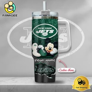 NFL New York Jets Mickey Mouse Custom 40oz Stanley Cup Tumbler