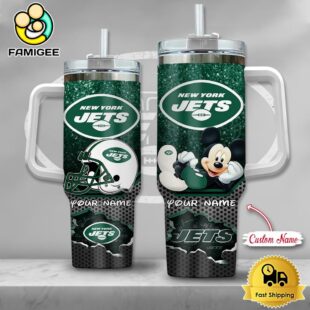 NFL New York Jets Mickey Mouse Custom 40oz Stanley Cup Tumbler