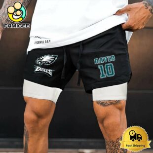 NFL Philadelphia Eagles Black Custom Name Double Sport Shorts