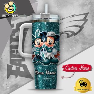 NFL Philadelphia Eagles Mickey And Minnie Couple Custom 40oz Stanley Cup Tumbler