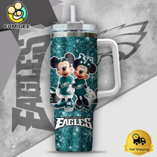 NFL Philadelphia Eagles Mickey And Minnie Couple Custom 40oz Stanley Cup Tumbler