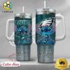 NFL Philadelphia Eagles Stitch Glitter Custom 40oz Stanley Cup Tumbler