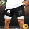 NFL Pittsburgh Steelers Black Custom Name Double Sport Shorts