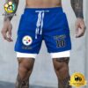 NFL Pittsburgh Steelers Blue Custom Name Double Sport Shorts