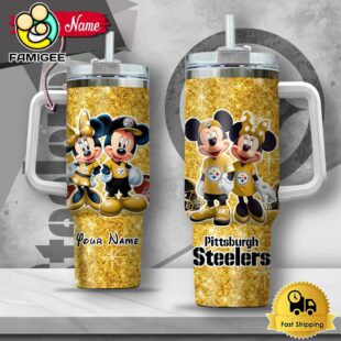 NFL Pittsburgh Steelers Mickey And Minnie Couple Custom 40oz Stanley Cup Tumbler