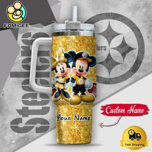 NFL Pittsburgh Steelers Mickey And Minnie Couple Custom 40oz Stanley Cup Tumbler