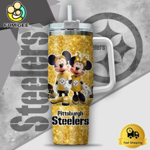 NFL Pittsburgh Steelers Mickey And Minnie Couple Custom 40oz Stanley Cup Tumbler