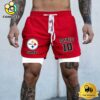 NFL Pittsburgh Steelers Red Custom Name Double Sport Shorts