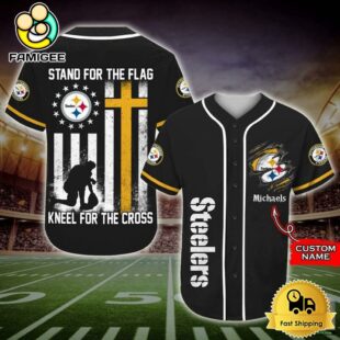NFL Pittsburgh Steelers Stand For The Flag Kneel For The Cross Baseball Jersey