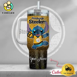 NFL Pittsburgh Steelers Stitch Glitter Custom 40oz Stanley Cup Tumbler