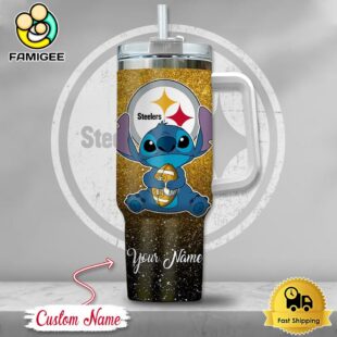 NFL Pittsburgh Steelers Stitch Glitter Custom 40oz Stanley Cup Tumbler