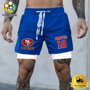 NFL San Francisco 49ers Blue Custom Name Double Sport Shorts