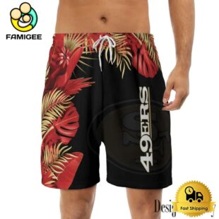 NFL San Francisco 49ers Men's Summer Hawaiian Casual Drawstring Shorts