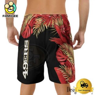 NFL San Francisco 49ers Men's Summer Hawaiian Casual Drawstring Shorts