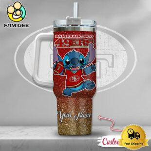 NFL San Francisco 49ers Stitch Glitter Custom 40oz Stanley Cup Tumbler