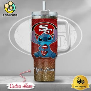 NFL San Francisco 49ers Stitch Glitter Custom 40oz Stanley Cup Tumbler