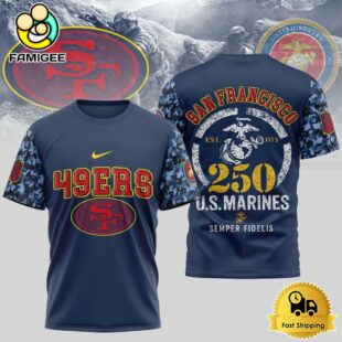 NFL San Francisco 49ers Us Marine Corps Will Celebrate Its 250th Anniversary T-Shirt