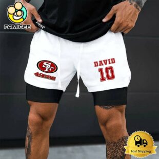 NFL San Francisco 49ers White Custom Name Double Sport Shorts