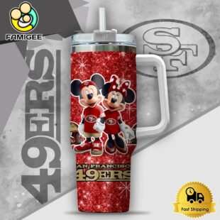 NFL San Francisco9ers Mickey And Minnie Couple Custom 40oz Stanley Cup Tumbler