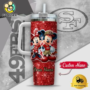 NFL San Francisco9ers Mickey And Minnie Couple Custom 40oz Stanley Cup Tumbler