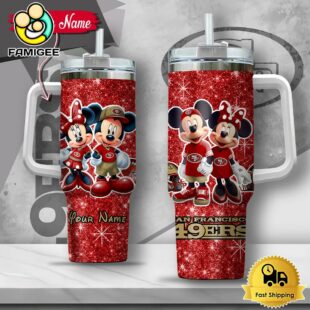 NFL San Francisco9ers Mickey And Minnie Couple Custom 40oz Stanley Cup Tumbler